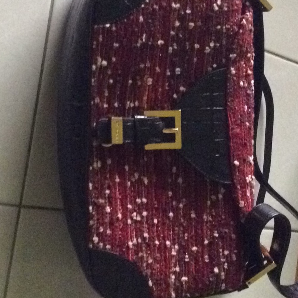 St. John red black tweet leather purse